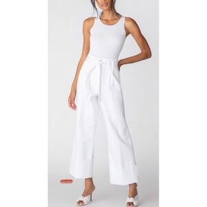 J Brand White Wide Leg Crop Jeans Paperbag Waist Casual Size 32‎